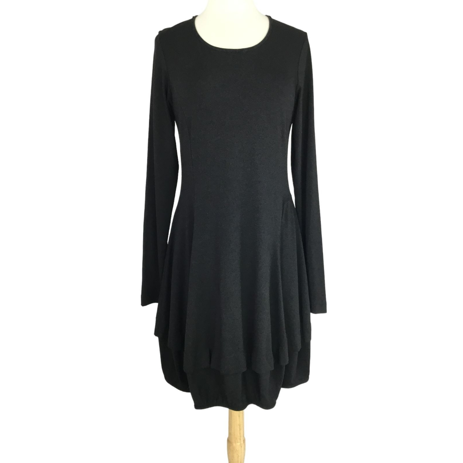 Rundholz Black Label Jersey Lantern Dress Sz M Print Scoopneck Tiered Bubble Hem